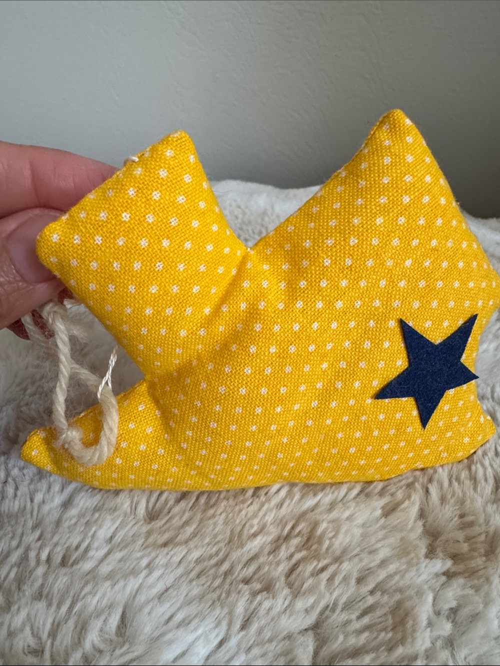 Vintage Yellow Polka Dot Star Holiday Ornament